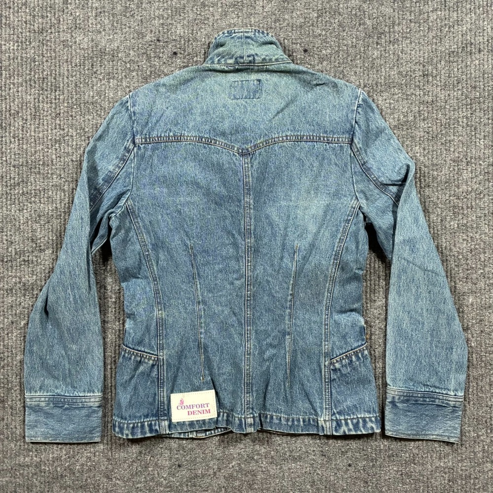 Comfort Denim Jacket Womens Size L Blue Button Front Fitted Cotton Long Sleeve - Picture 2 of 7